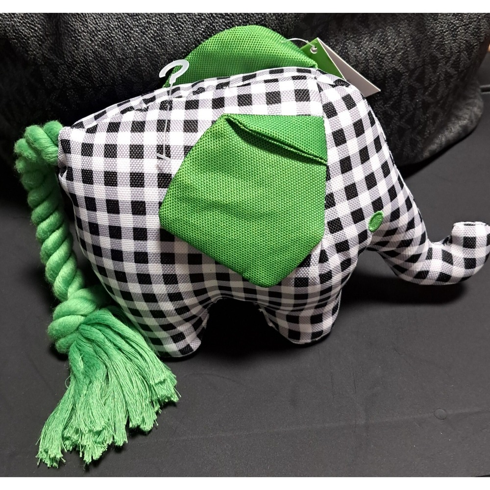 Kate Spade Elephant Squeak Toy, Black, White‎ and Green, 5 x 7 x 4 inches